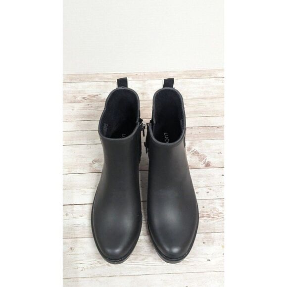 Lucky Brand Bunita Womens Sz 10M Black Side Zip Round Toe Block Heel Rain Boots - Picture 3 of 11